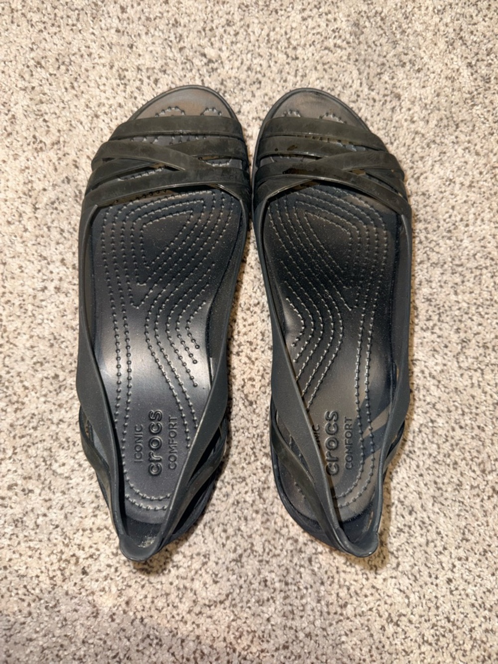 Crocs Black Women's Slip-On Flats so 7 NWOT